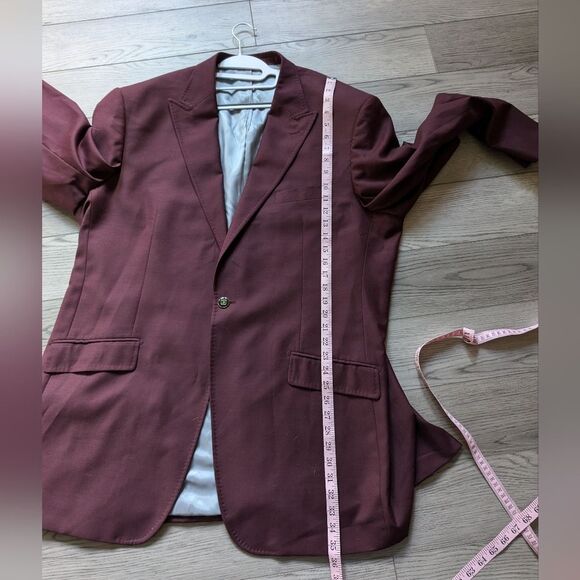 Sergio Valentino Burgundy Maroon Blazer Suit Jacket Size 48L - Picture 11 of 11